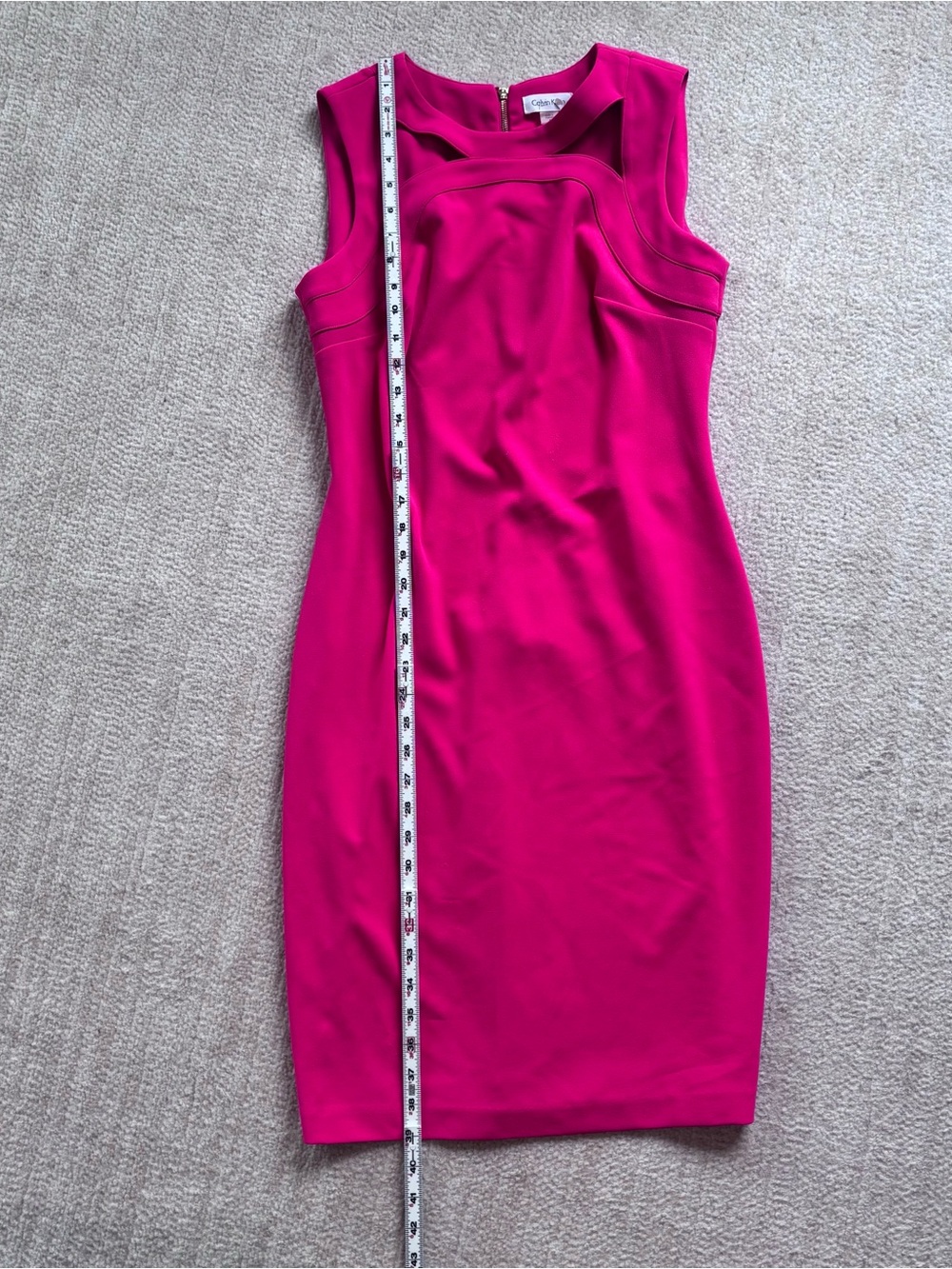 Calvin Klein Fuchsia Sculpted Sheath Midi Dress Some Flaws - Picture 5 of 8